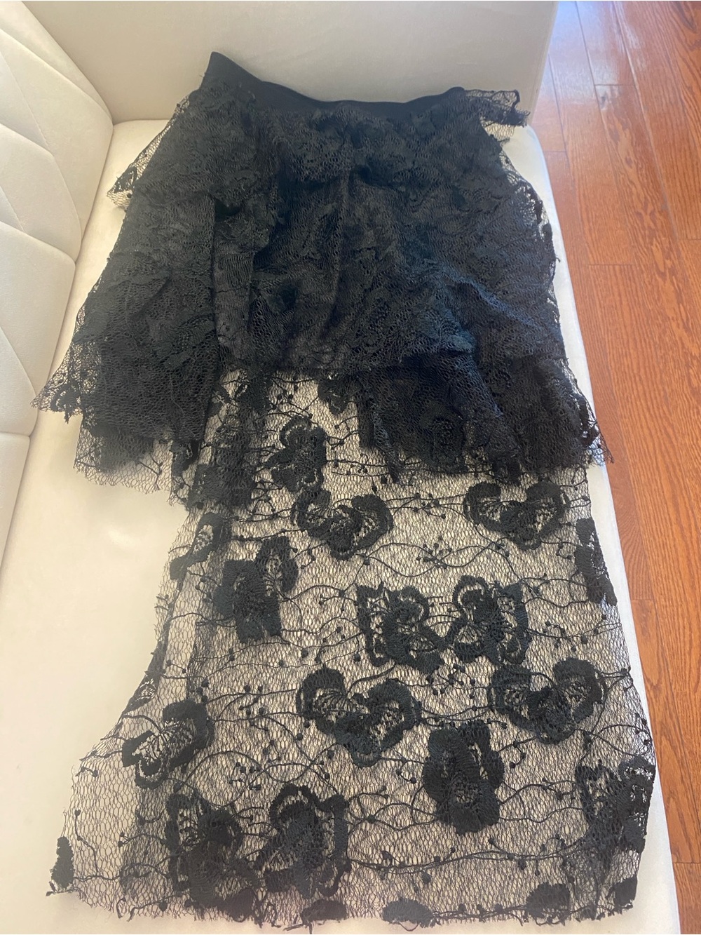 Black Lace Overlay Women's Skirt